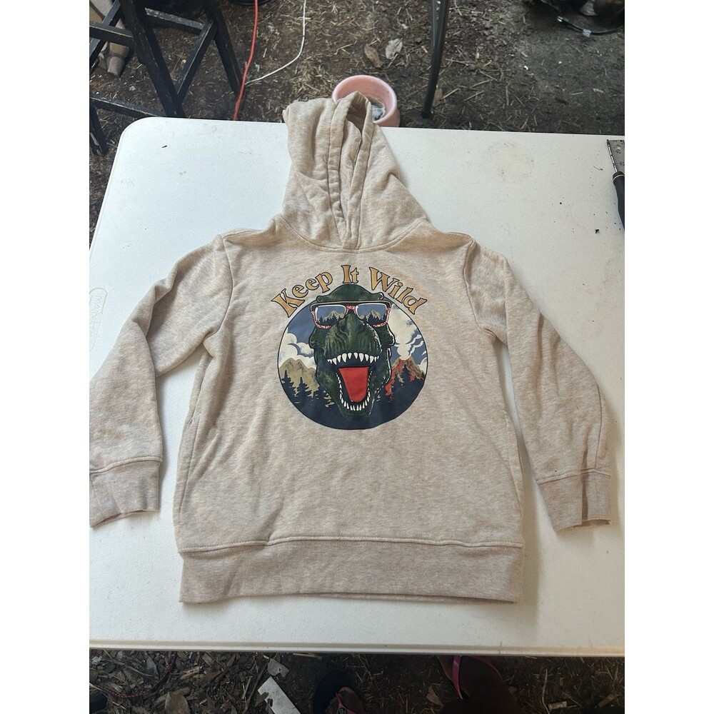 365 Kids Garanimals Keep It Wild Boy's Pullover Hoodie Size 8 Cream